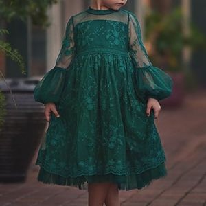Trish Scully Child's Dress Emerald Floral Lace Size 4